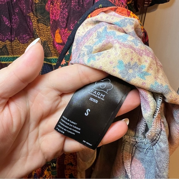 #63 FARM RIO MIXED PATCHWORK MIDI DRESS $265 Bohemian Multicolor Maxi Dress - Picture 11 of 12